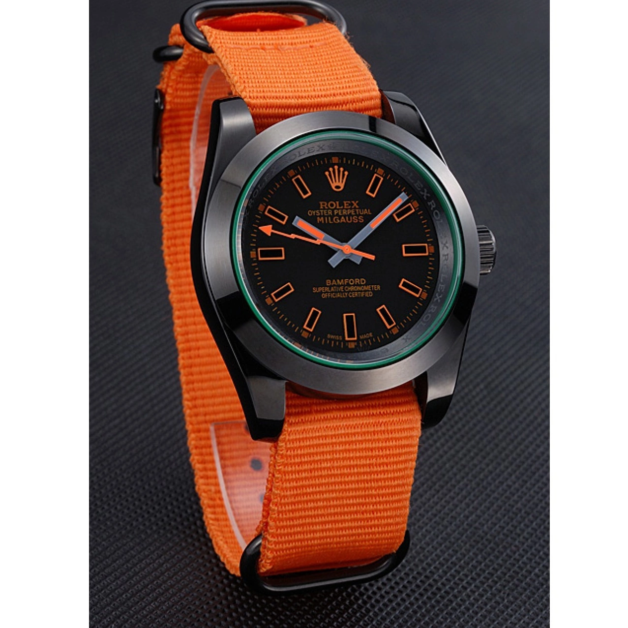 Good copy rolex watches Bamford Nylon Strap Rolex Milgauss Orange 622003 0817